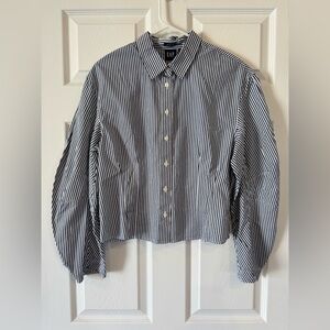 NWT GAP Women’s Organic Cotton Poplin Barrel-Sleeve Cropped Shirt